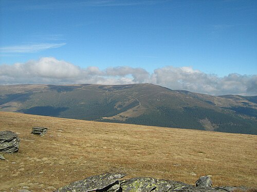 Cindrel (Cibin): Vf. Cindrel (2244m) vazut de pe Vf. Steflesti (2242m) - panoramio