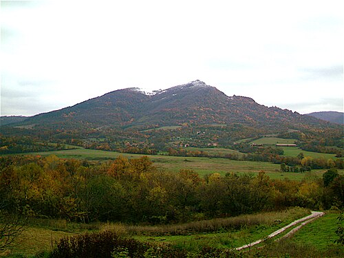 Elena și vârful Ciumerna: Elena hillside from our friends house. Terry ^ Annie - panoramio